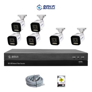 화인츠 400만화소 CCTV 자가설치 8채널 PoE NVR 야간컬러 IP카메라 양방향2TB