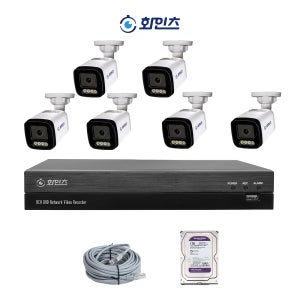 화인츠 400만화소 IP CCTV 자가설치 세트 PoE 실외 야간컬러 8채널 6개 2TB