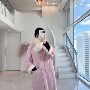 리얼 캐시미어 롱코트 여성 겨울 폭스퍼 머플러 세트 양면착용 리버시블 아우터