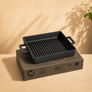 [삼보넷] 테라코토 26cm 사각 주물 그릴팬 인덕션 스테이크 고기구이팬