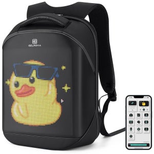 Gelrova LED 백팩 17인치 북백 DIY 픽셀 오토바이 백팩 프로그래밍 노트북 백팩 남녀 모두를 위한 특별한 선물 모토기어 배터리 미포함 Black