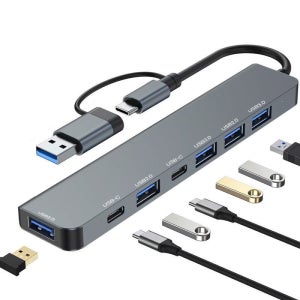 오엠티 7포트 USB 3.0 2.0 멀티 허브 C타입 A타입 무전원 OUH-HB200
