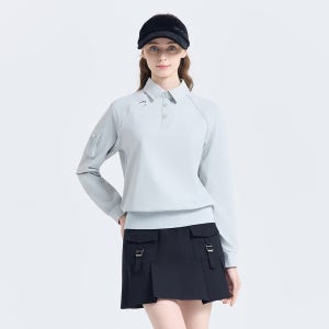 여성 코어플렉스 냉감 트리코트 카라 긴팔 티셔츠 라이트그레이