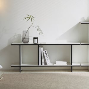 아이엠모노 드로우 다용도 수납 선반 진열장 800mm, 2단, 화이트블랙