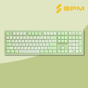 SPM 몽돌 키보드 PL108W 풀배열 메론우유, 저소음 잎새축