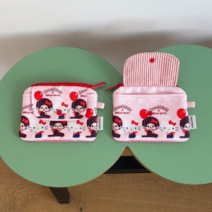 [하코] 헬로키티 몬치치 핑크 포켓 파우치 카드 지갑 귀여운 유니크 여행 화장품 소품 가방
