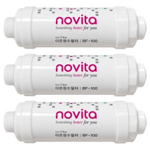 노비타 비데 정품 이온 정수 필터 BF-100 3개 양쪽 나사형 15mm 교체 novita