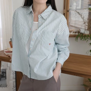가을 셔츠 B자수 줄지 남방 아우터