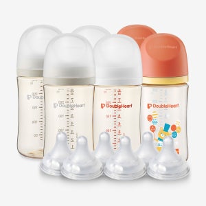 더블하트 모유실감 3세대 240ml 트윈팩 세트 (젖병6개+젖꼭지6입)