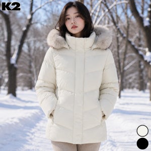 K2 숏패딩 역시즌 폭스퍼 덕다운 파카 여성