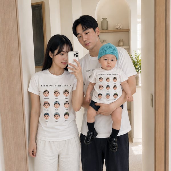 가족 티셔츠 제작 패밀리룩 여행 가족티 단체티 가족사진의상 아기얼굴 돌촬영