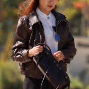 여성 가죽자켓 레더 블루종 숏자켓 슬림핏