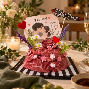 마블드한우 케이크 DIY키트 원쁠 한우 부모님 생신 브라이덜샤워 프로프즈결혼기념일 기념일 파티룸 임신축하 젠더리빌 베이비샤워 파자마 할로윈 홈파티