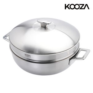 쿠자 316Ti 라인티탄 통5중 파티웍 스텐 찜기 세트 28cm