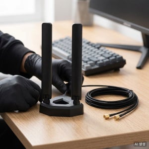 와이파이 6E 트라이밴드 무지향성 PC 무선랜 게이밍 안테나 자석 베이스 연장 케이블 2m