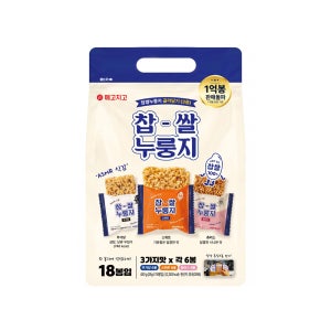 찹쌀 누룽지 쌀과자 POP RICE 스낵 골라담기3종, 18개입, 3개