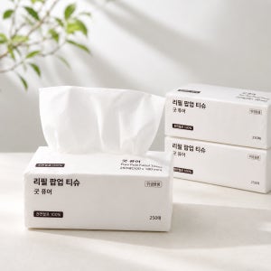 뽑아쓰는 팝업티슈 250매 12개입 리필 대용량 먼지없이 각티슈 휴대용 업소용 미용티슈