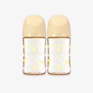 더블하트 PPSU 젖병 스윗러브 크림 옐로우 240ml 트윈팩 노꼭지