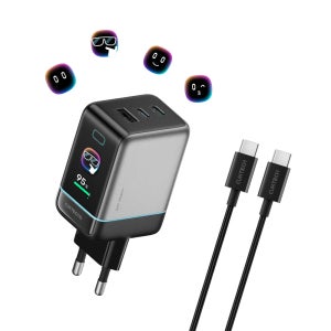쿡테크 6 Ultra GaN 65W 충전기 스마트 디스플레이 3포트 C타입 고속 충전기/아이폰 AVS 60W 지원