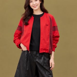 여성 데일리 간절기 가을 캐주얼 데일리 배색포인트 봄버 점퍼 VVSCL26F8171