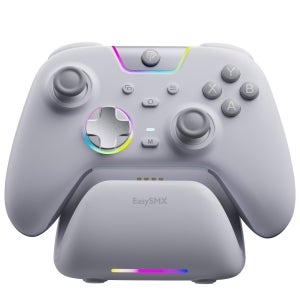 EasySMX X05 Pro 게임패드 컨트롤러 무선 조이스틱 PC게임패드 안드로이드 iOS 닌텐도 스위치 호환 화이트(충전 도크 포함)