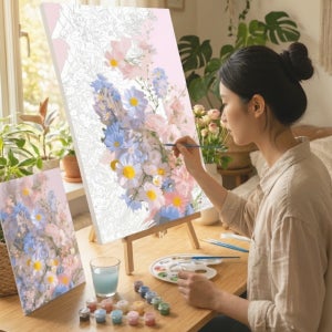 원그리드 DIY 명화그리기 세트 유화 그림 그리기 취미 풍경 꽃 인테리어 액자