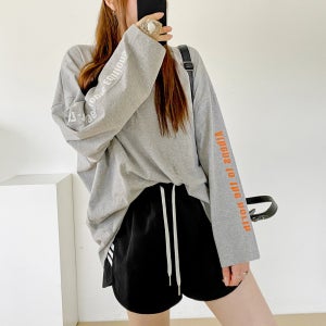 (그레이 당일배송) 5094. 면100 원픽 레터링 라운드넥 데일리 캐쥬얼 루즈핏 박스긴팔