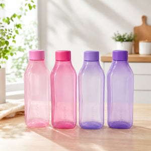 타파웨어 에코 사각 물병 1L 4P 퍼플 핑크 휴대용 스포츠 아웃도어 등산 학생 물통
