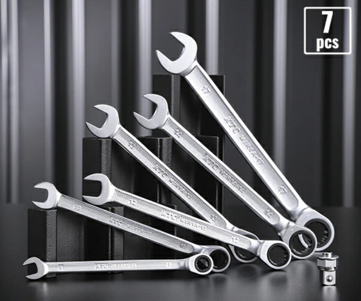 KTC (MSR1A-7P) 래칫 조합 렌치 드라이브 각도 어댑터 7종 세트 (8 10 12 13 14 17mm) 렌치 래칫 어댑터 72단 기어 도매 판매 에히메 머신 오리지널