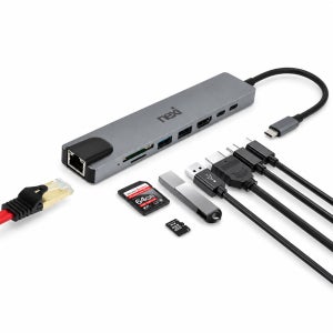 넥시 8in1 C타입 도킹스테이션 멀티허브 HDMI 4K 랜 PD100W 카드리더기