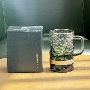 스타벅스 머그컵 26년 여름 딥 그린 에메랄드 골드 유리컵 머그 420ml