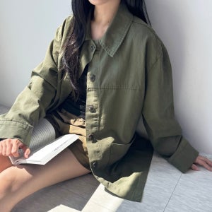 여성 프렌치 워크자켓 피그먼트 워싱 야상 가을 간절기 셔츠 출근룩 데일리 자켓