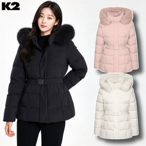 K2 도로시 역시즌패딩 구스다운 미들기장 허리벨트포함 여성
