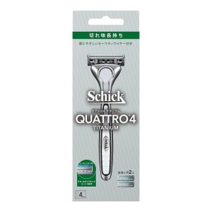 Schick 쉬크 쿠아트로 4 티타늄 4중날 남성용 면도기 홀더 1개 + 리필날 2개 세트