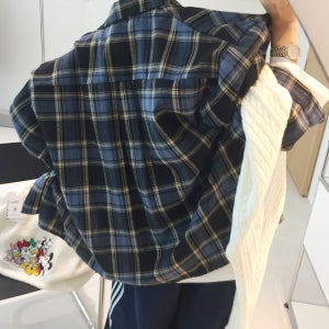머핀 루즈핏 플란넬 체크 오버핏 가을 언발 남방자켓 (3color)