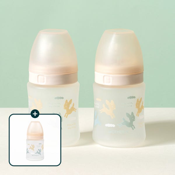 [슈퍼적립/총3개] 마더케이 신생아 실리콘 코팅 유리젖병 (노꼭지) 160ml 2개+1개