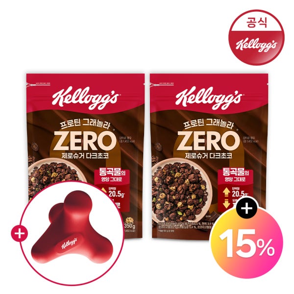 켈로그 프로틴 그래놀라 제로슈거 다크초코 350g 1팩 + 1팩 (+마사지볼)