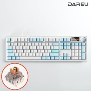 다얼유 A104 PRO 8K V2 기계식 유선 키보드 아이스블루, 머스타드축