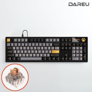 다얼유 A104 PRO 8K V2 기계식 유선 키보드 알루비얼골드, 머스타드축