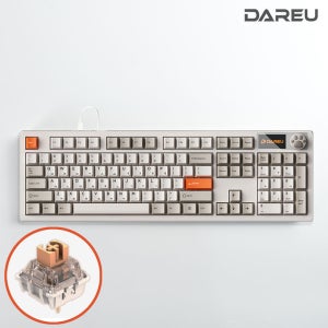 다얼유 A104 PRO 8K V2 기계식 유선 키보드 레트로베이지, 머스타드축