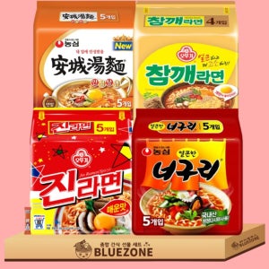 블루존 봉지라면 4종 혼합세트 진라면 너구리 참깨라면 안성탕면 (C-95659970861)