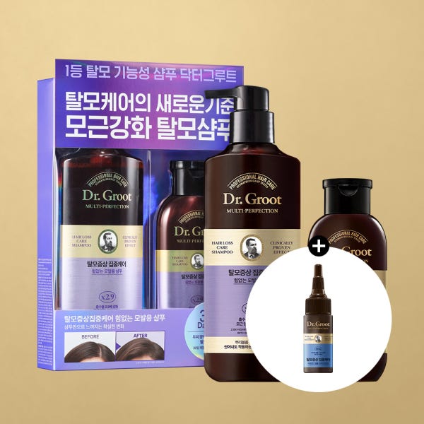 [힘없는 모발용] 닥터그루트 멀티퍼펙션 탈모증상 집중케어 탈모샴푸 힘없는330+180기획+(증정)앰플트릿40ml