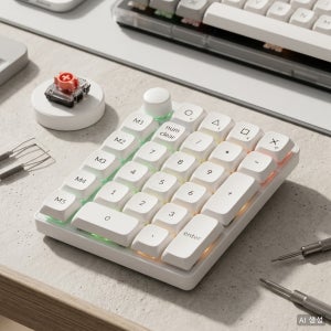 K0 Max 무선 기계식 넘버패드 RGB 핫스왑 저소음 적축 화이트