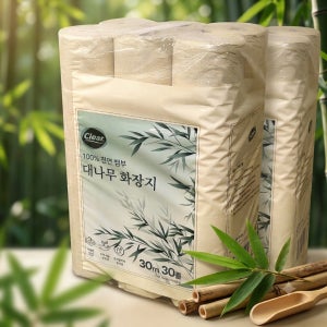 광진산업 클리어 대나무 3겹 화장지 30m 30롤 3개 롤 휴지 대용량 집들이 선