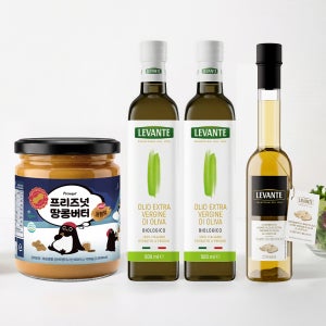 [세트상품] 르반테 유기농 올리브오일 500m 2병 + 트러플오일 250ml 1병 + 땅콩버터 430g 1병