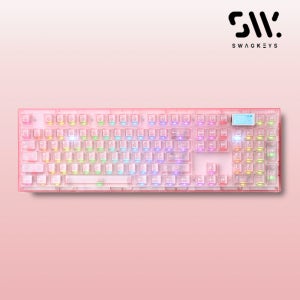 스웨그키 트랜지션 106 무선 8K 기계식 키보드 트랜라 핑크/핑크, 반저소음 화이트피치축