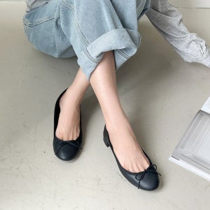 미들굽 3센치 무광 리본 슈즈 발레리나 제니플랫