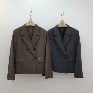 핀스트라이프 더블브레스트 숏 가을 자켓