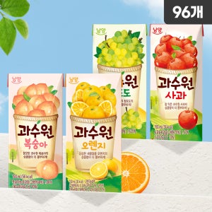 [슈퍼적립] 과수원 사과, 청포도, 복숭아, 오렌지 190ml, 96개