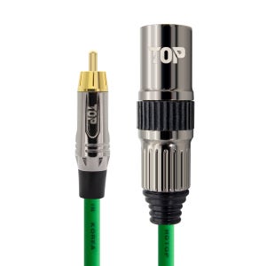 HDTOP 국산 RCA 수 TO XLR 수 케이블 메탈 그린 1M HT-TP7148